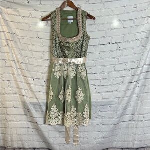 Bavaria Trachten Green German Bavarian Sleeveless Dress Apron Outfit Size XSmall